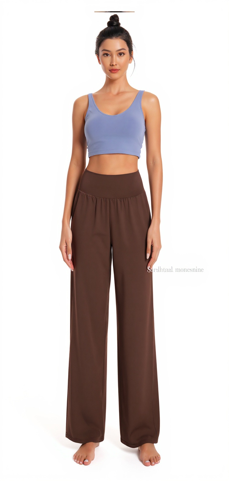 High Waist Wide Leg Yoga Pants with Pockets — Coffee
